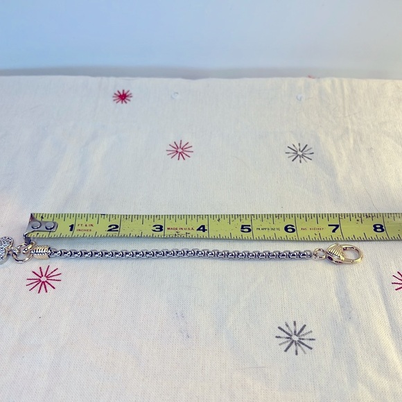 Mixed Metal Pave Heart Charm Bracelet *NEW* - Picture 6 of 6